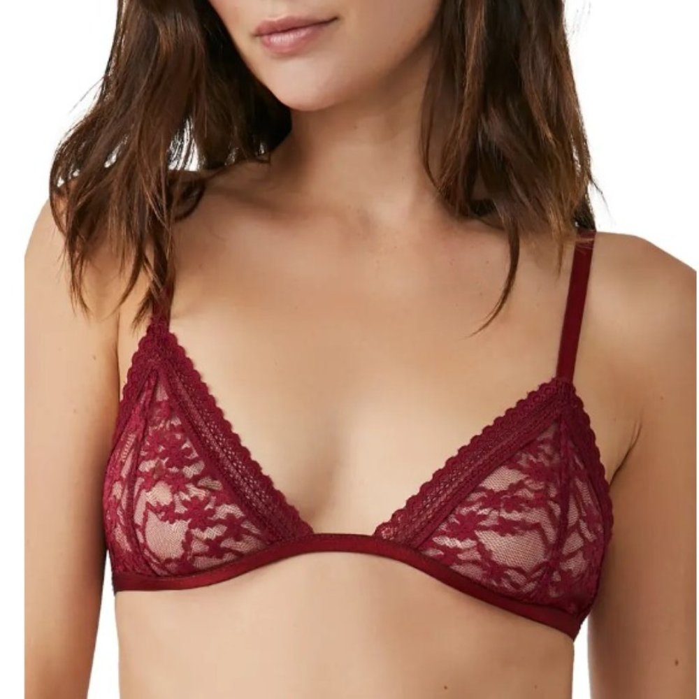 NWT Free People Intimately FP Daisy Lace Bralette in Pomegranate Wine si…